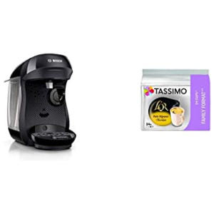 Bosch Electroménager TAS1002 Tassimo Happy Machine à café multi-boissons, 1400 W, 0.7 litre, Noir + Tassimo L’OR Petit Déjeuner Classic 120 boissons (Pack de 5×24 Tdisc)