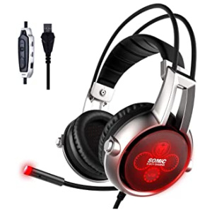 Jumro Casque de jeu pour PC avec son surround 5,2, isolation du bruit, lumière LED respirante, compatible Mac, ordinateur portable, PC