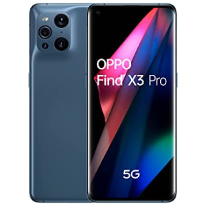 OPPO Find X3 Pro – Smartphone 5G Débloqué – Téléphone 5G 256 Go – 12 Go de RAM – Écran 120 Hz – Batterie 4500 mAh – Quadruple Capteur Photo 50 MP – USB-C – Android 10 – Bleu