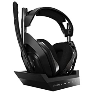 ASTRO Gaming A50 Casque sans fil + Station de Charge Gamer, 4ème Génération, Dolby, Équilibre entre son des Jeux et Voix, Connexion sans Fil 2,4 GHz, Compatible avec PS5, PS4, PC, Mac – Noir/Argent