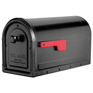 Architectural mailboxes 7900–5b-r Roxbury Post support Premium Bouton en fonte d’aluminium et drapeau rouge Boîte aux lettres, Noir, Medium