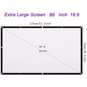 60”/72”/84”/100”/120”/150”Portable Projector Screen 16:9 HD Foldable Indoor Outdoor Movie Screen Gaming Office Home Cinema Front and Rear Simple Project