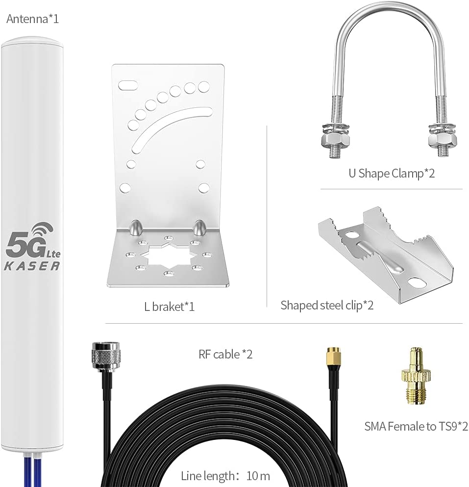 Antenne WiFi Externe 10-12dbi Antenne Omnidirectionnelle Omnidirectionnelle  Extérieur Sma / Ts9 / CRC9 4G LTE Antenne à Longue Portée Pour Routeur