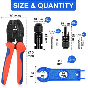 40 paires d’outils de sertissage de prise solaire pour panneau solaire 2,5/4 mm²