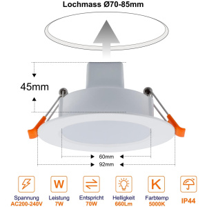 Dusktec Spot LED encastrable, variable, 230 V