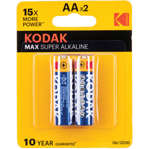 Piles super alcalines Kodak MAX AA (1,5 V, 2 800 mAh, paquet de 2)