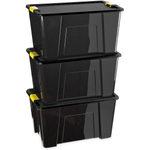 Box noir de rangement de 50 litres sur roulettes